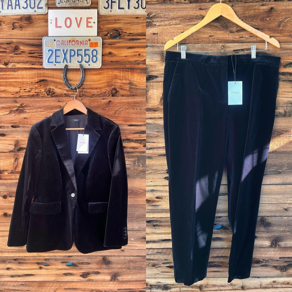 THEORY | NWT Black Velvet Riding Blazer and Pants Set 14/12